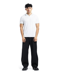 Ribbed Open-Collar Polo Shirt
