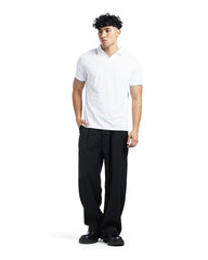 Ribbed Open-Collar Polo Shirt