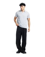 Ribbed Open-Collar Polo Shirt