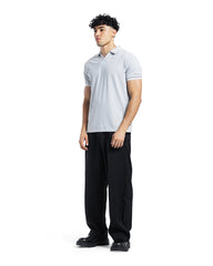 Ribbed Open-Collar Polo Shirt