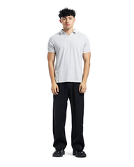 Ribbed Open-Collar Polo Shirt