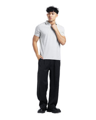 Ribbed Open-Collar Polo Shirt