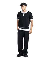 Contrast Trim Knit Polo Shirt