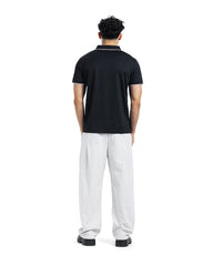 Ribbed Open-Collar Polo Shirt