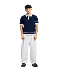 Contrast Trim Knit Polo Shirt