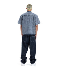 Acid Wash Denim Short Sleeve Shirt