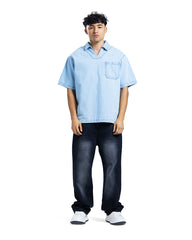 Denim V-Neck Polo Shirt