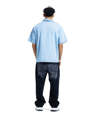 Denim V-Neck Polo Shirt