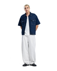 Denim Zip-Up Utility Shirt