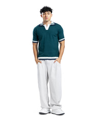 Contrast Trim Knit Polo Shirt