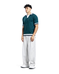 Contrast Trim Knit Polo Shirt