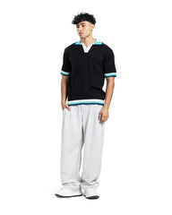 Contrast Trim Knit Polo Shirt
