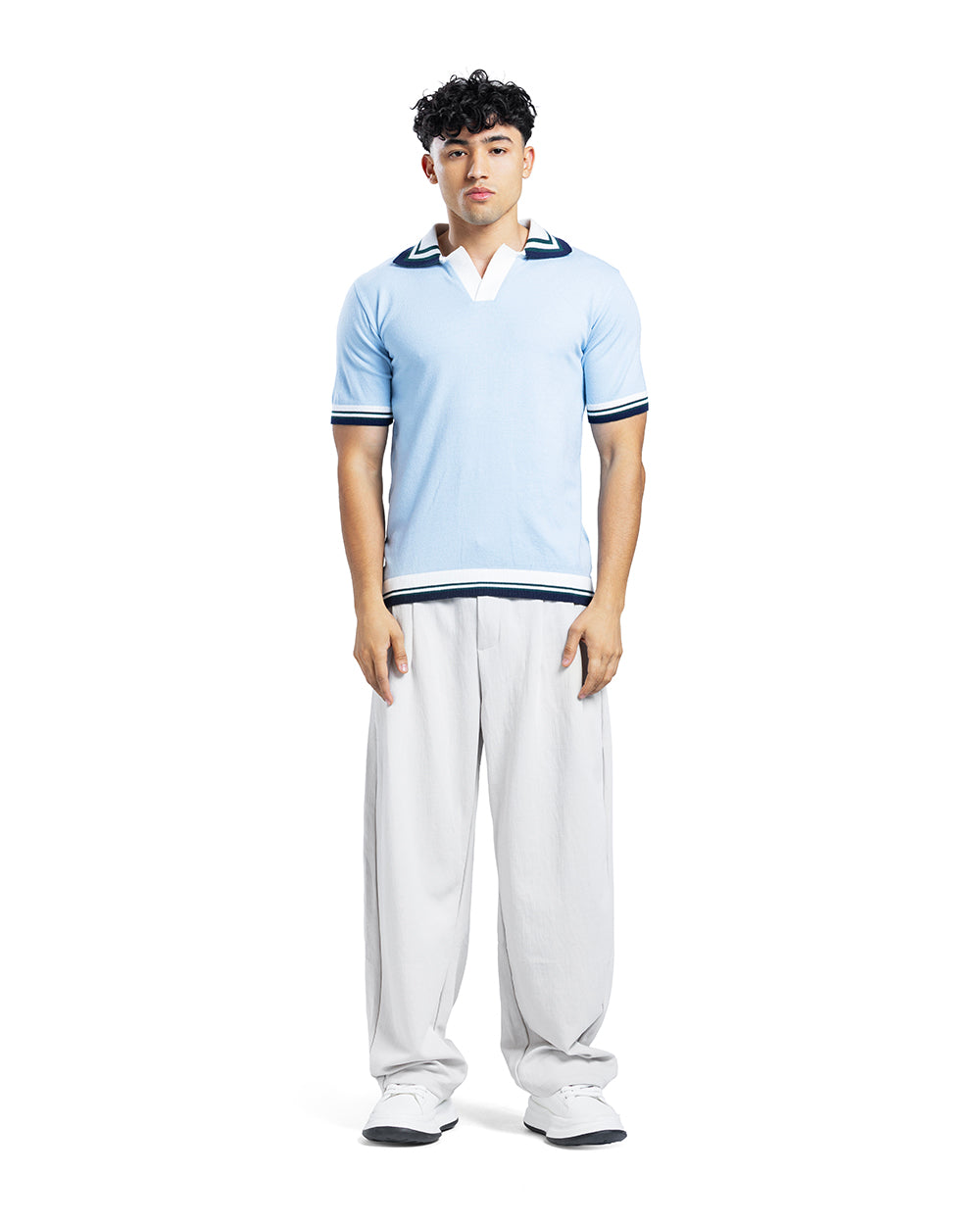 Contrast Trim Knit Polo Shirt