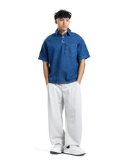 Denim Polo Oversized Shirt
