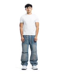 Distressed Denim Cargo Jogger