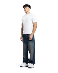Vintage Contrast Waist Straight Jeans
