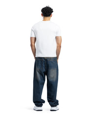 Vintage Contrast Waist Straight Jeans