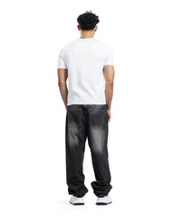 Vintage Contrast Waist Straight Jeans